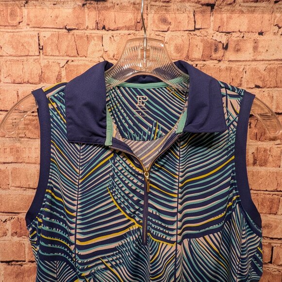 EP New York Blue and Green Leaf Print Golf Dress with Shorts Set Size Small - Picture 6 of 15